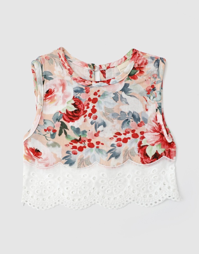 WITH LOVE FOR KIDS - Cotton Muslin Lace Top - Babies - Kids