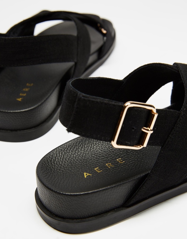AERE - Linen Crossover Footbed Sandals