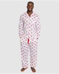 Sant And Abel - Men's Reindeer Red Long PJ Set
