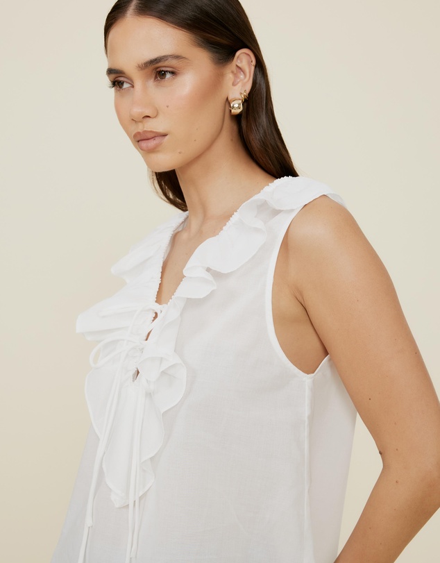The Fated - Alexis Tie Front Ruffle Top