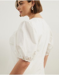 Atmos&Here Curvy - Ally Cotton Puff Sleeve Midi Dress