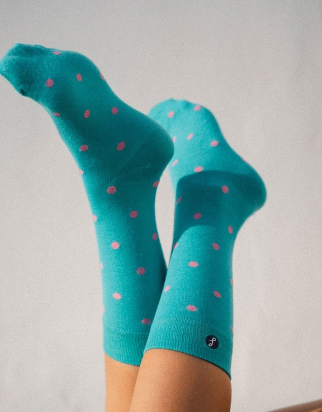 Swanky Socks - Teal Pink Polka Dot