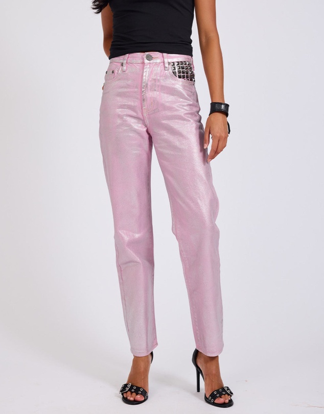 ONE TEASPOON - Pink Envy Foil Awesome Baggies High Waist Jeans