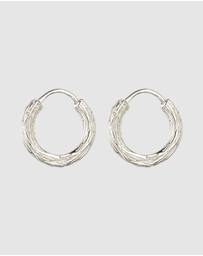 Kuzzoi - ICONIC EXCLUSIVE - Earrings Hoops Men Textured Design 925 Sterling Silver