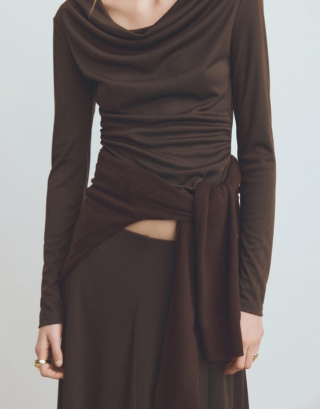 M.N.G - Fitted Top With Draped Neckline