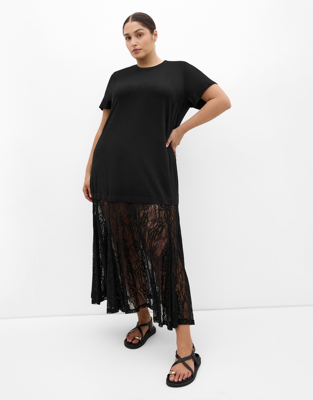 City Chic - Aura Lace Hem Dress
