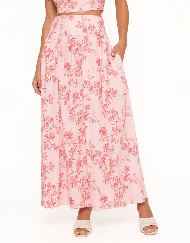 Petal & Pup - Tyler Drop Waist Maxi Skirt - Rose Pink Floral