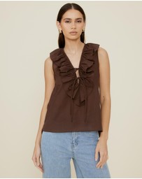 The Fated - Alexis Tie Front Ruffle Top