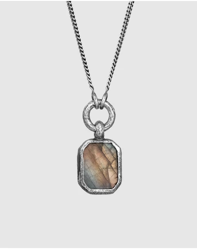 Haze & Glory - ICONIC EXCLUSIVE - Labradorite Pendant Necklace in Oxidised 925 Silver