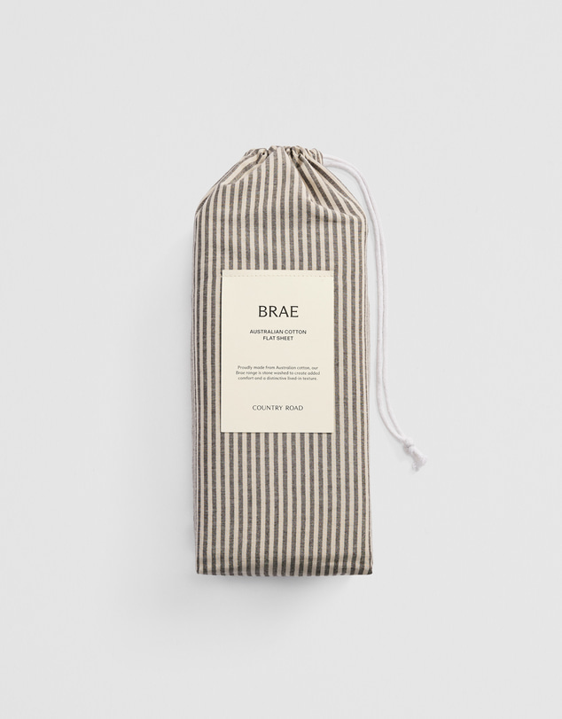 Country Road - Brae Australian Cotton Stripe King Flat Sheet