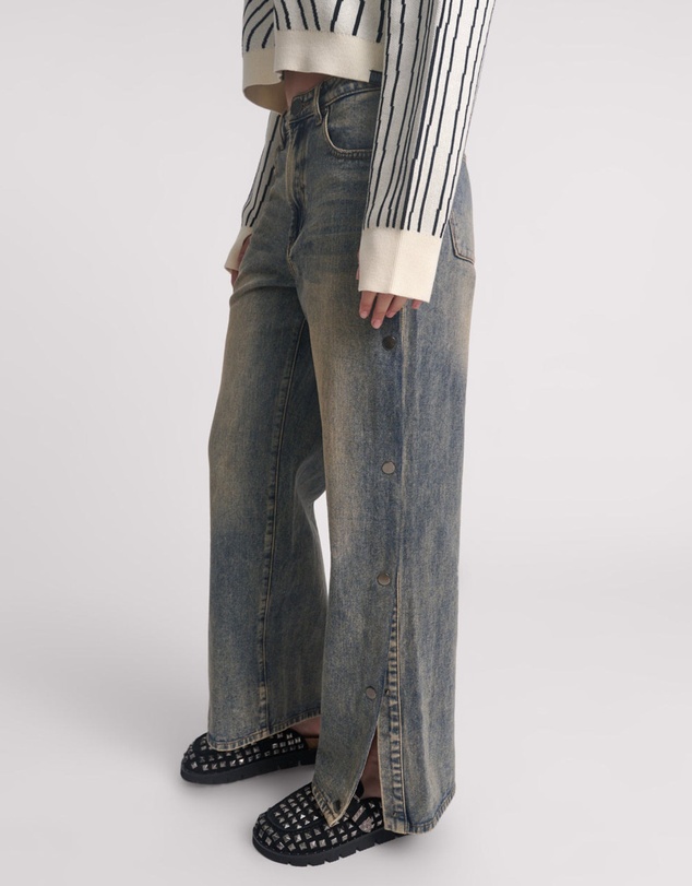 ONE TEASPOON - Billie Mid Waist Long Rise Straight Leg Denim Jeans - Old Blue