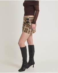 Alice In The Eve - Teagan Wrap Check Mini Skirt