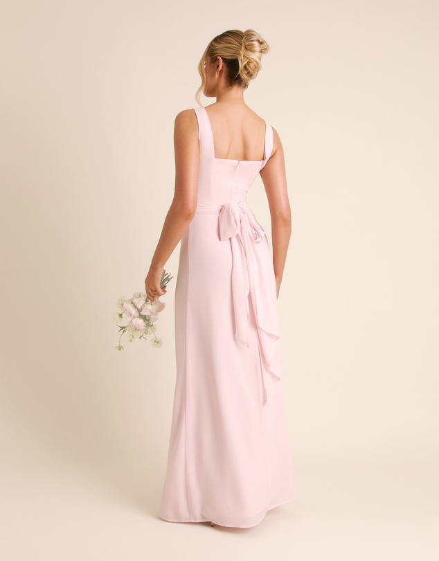 Six Stories - Square Neck Chiffon Bridesmaid Dress with Neck Scarf