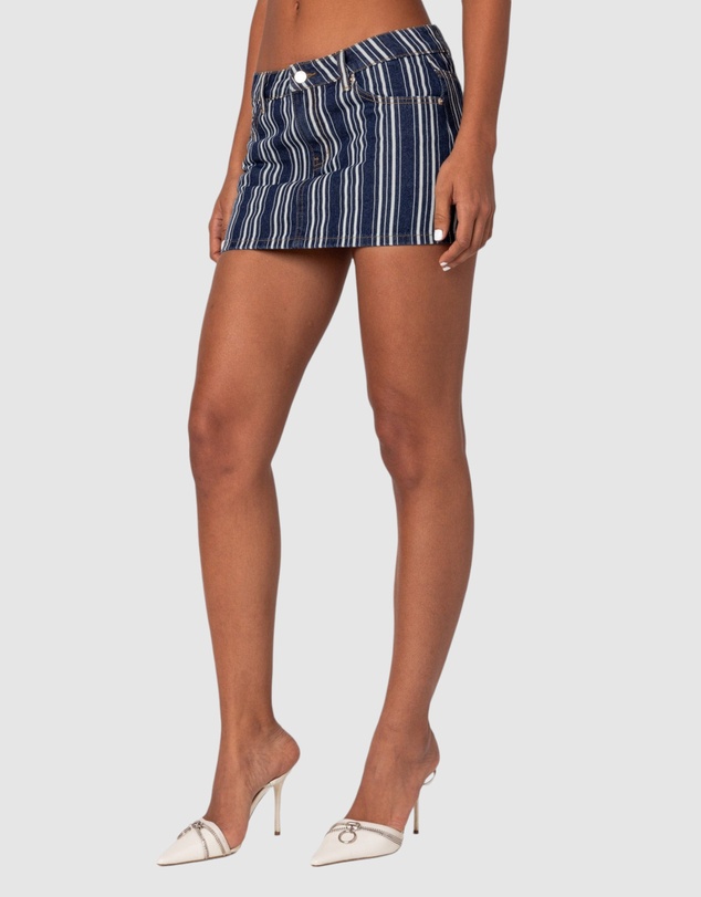 EDIKTED - Inez Striped Denim Mini Skirt
