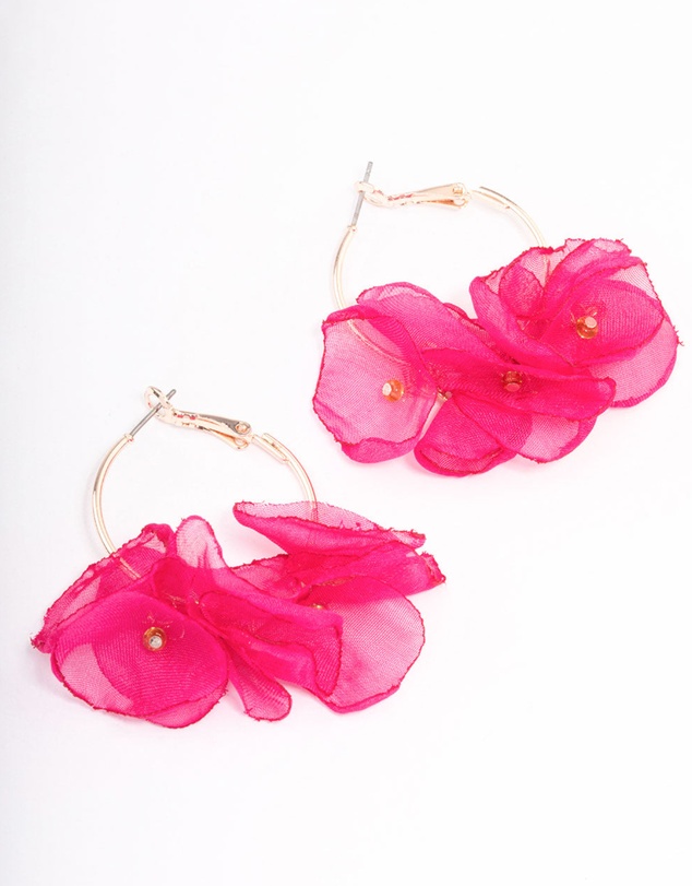 Lovisa - Rose Gold Flower Medium Hoop Earrings
