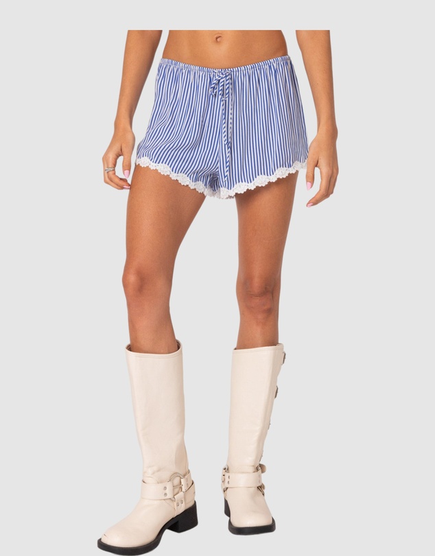 EDIKTED - Patty Striped Lace Trim Shorts