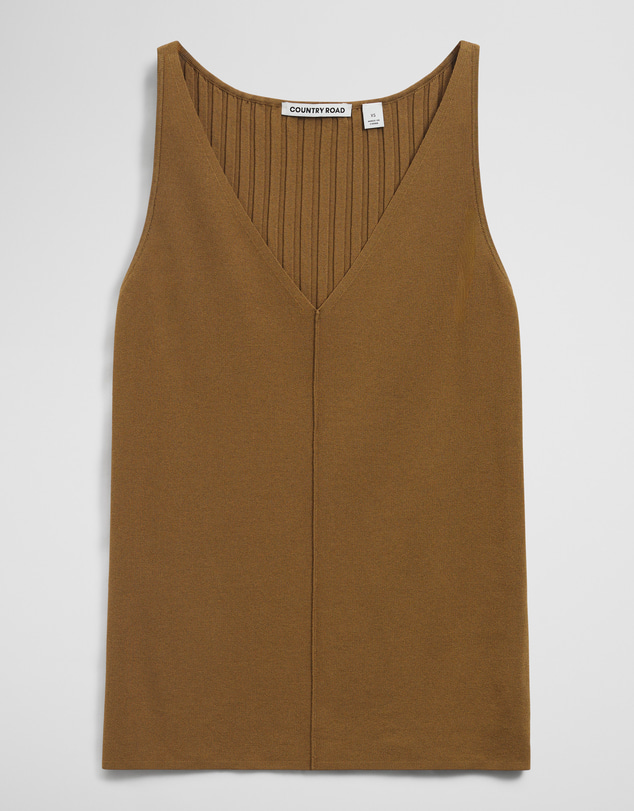 Country Road - V-neck Rib Detail Knit Tank