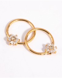 Lovisa - Gold Plated Surgical Steel Small Flower Hoop Earrings
