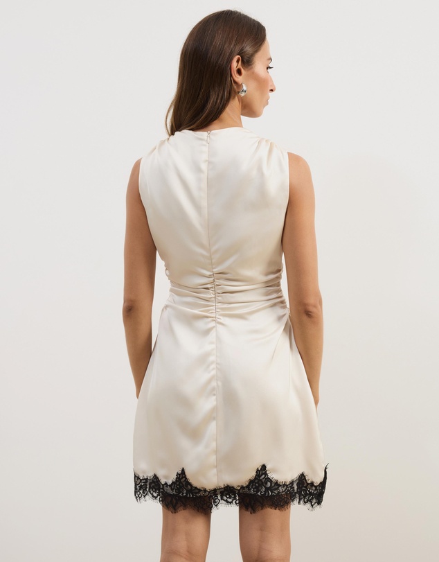 Atmos&Here - Sara Satin Mini Dress With Lace Trim
