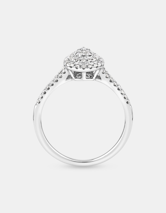 Michael Hill - 0.30 Carat TW Pear Cluster Halo Diamond Ring in 10kt White Gold