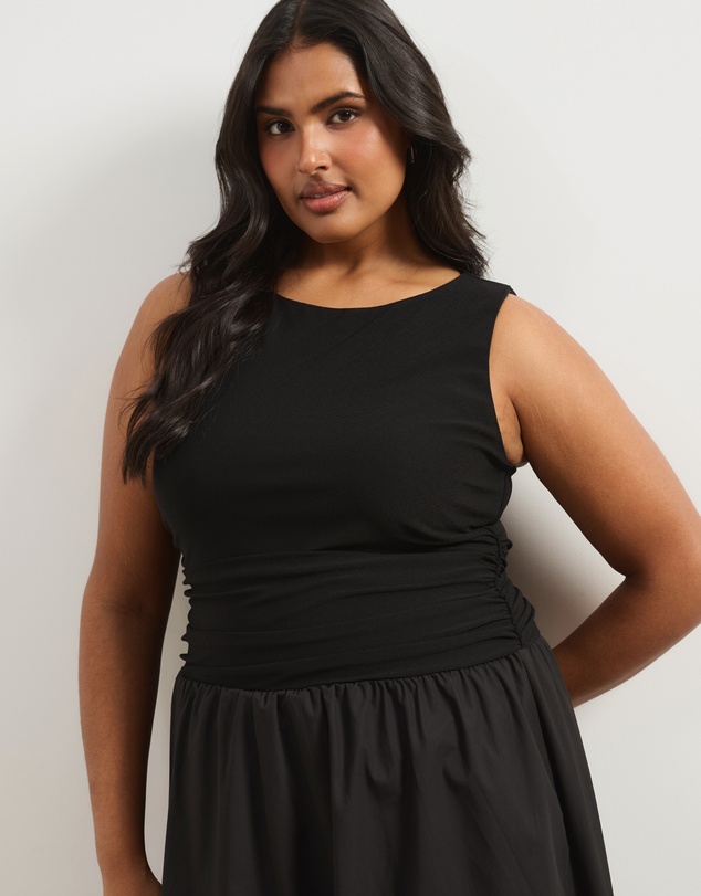 Atmos&Here Curvy - Adia Contrast Tank Bodice Midi Dress