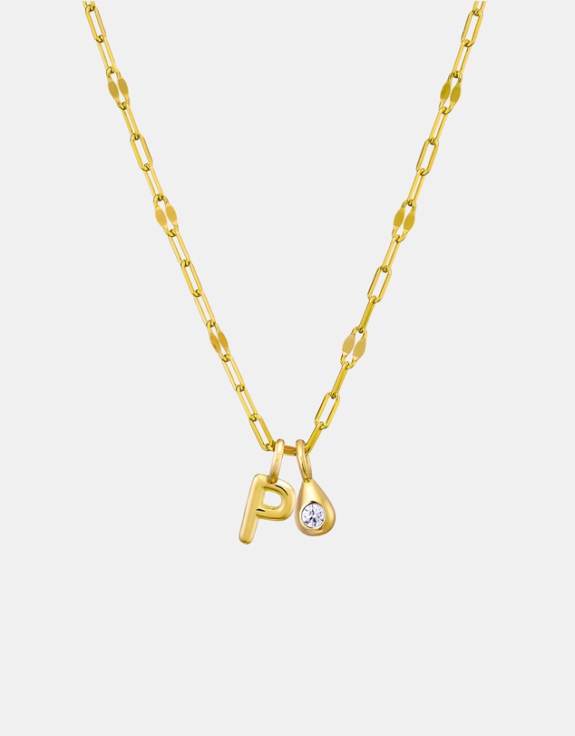 Zoe Olivia - 14K Gold Vermeil Imprint Initial P Cubic Zirconia Necklace