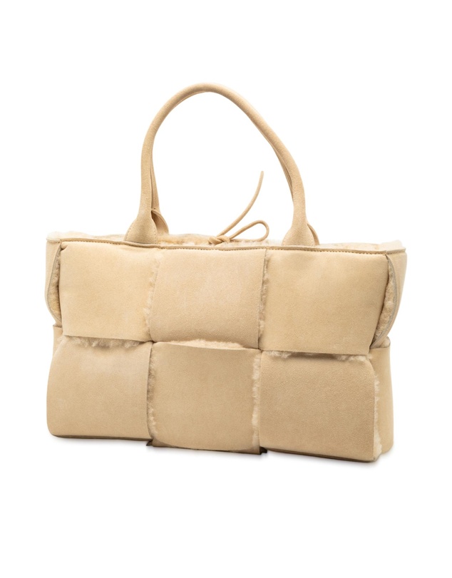 Pre-Loved by Azura Reborn - Pre-Loved Small Suede and Shearling Maxi Intrecciato Arco Tote