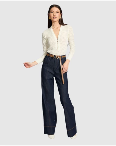 Honey and Beau - Biana Knit Button Up Top