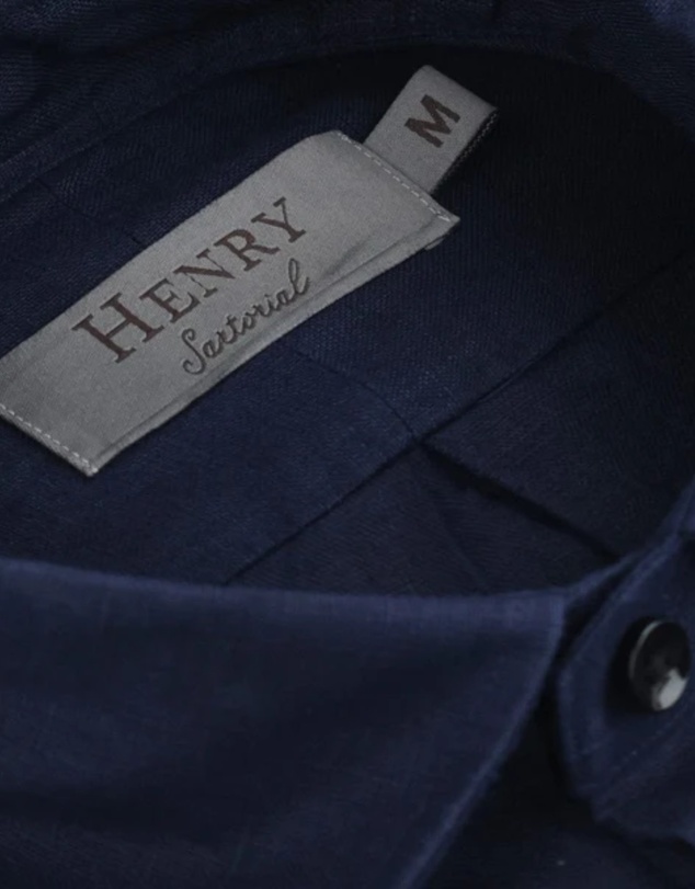 Henry Bucks - HENRY SARTORIAL Linen Classic Fit Shirt NAVY