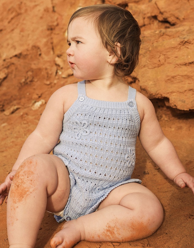 Kynd Baby - Crochet Romper in Blue