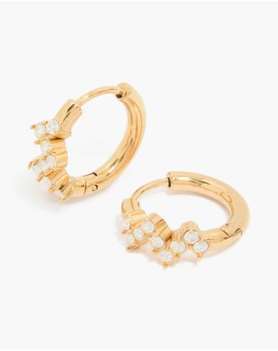 Lovisa - Waterproof Gold Plated Stainless Steel Cubic Zirconia Zig Zag Huggie Earrings