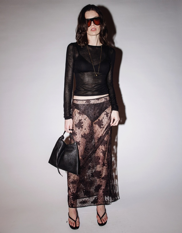 Minima Esenciales - Ninon Beaded Lace Maxi Skirt