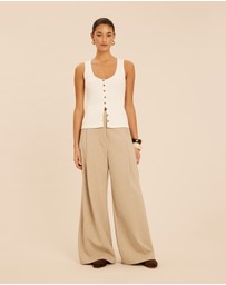 AERE - Ava Button Front Tank Top