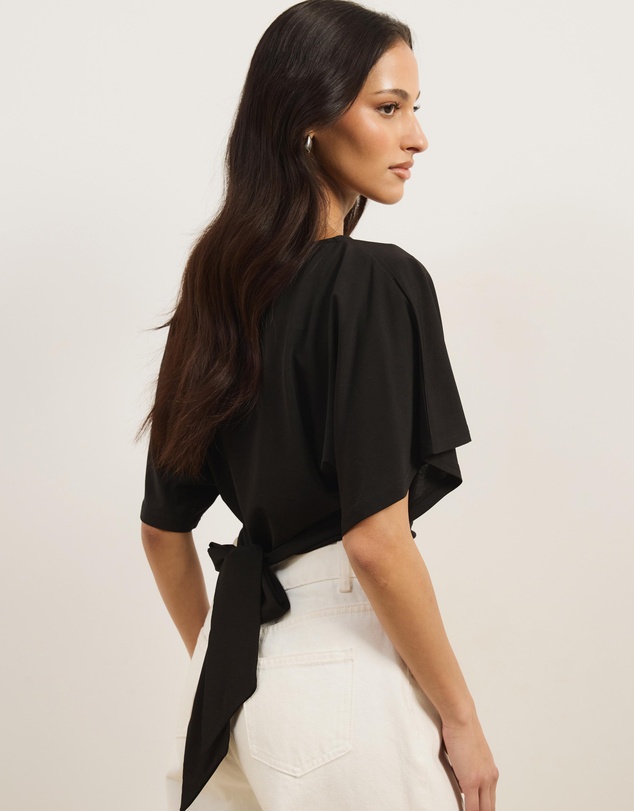 Atmos&Here - Amara Jersey Tie Back Short Sleeve Top