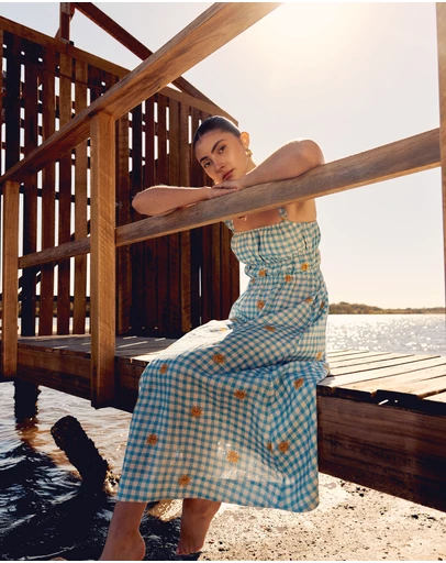 chinese dress ladies Always Gingham Maxi Dress