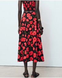 M.N.G - Floral-Print Flared Skirt