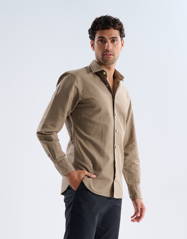 3 Wise Men - 3 Wise Men Shadow Brown Linen Shirt