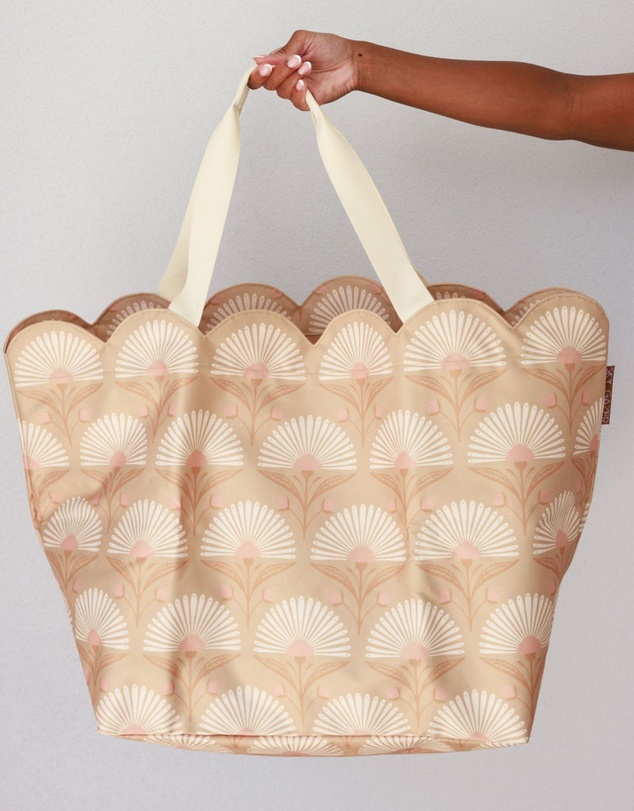 Sky Gazer - Scalloped Edge Beach Bag- Rosebud Tan