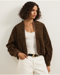 Atmos&Here - Ruby Faux Suede Bomber Jacket