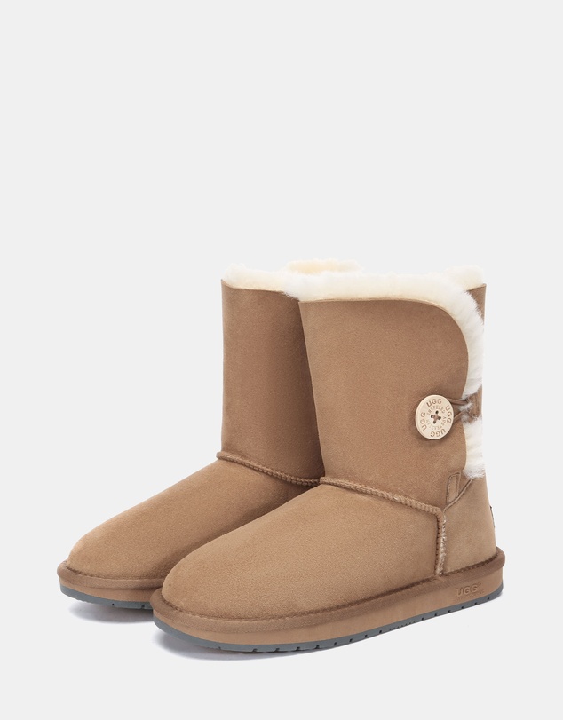 EVERAU - Australian Shepherd Ugg Short Button Sheepskin Upper UGG Boots
