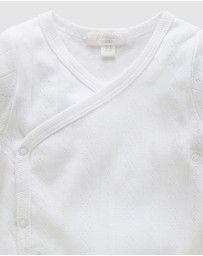 Purebaby - Ess Pointelle LS Wrap Bodysuit-Babies