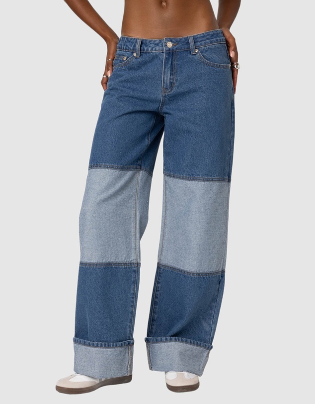 EDIKTED - Lindsey Two Tone Cuffed Jeans