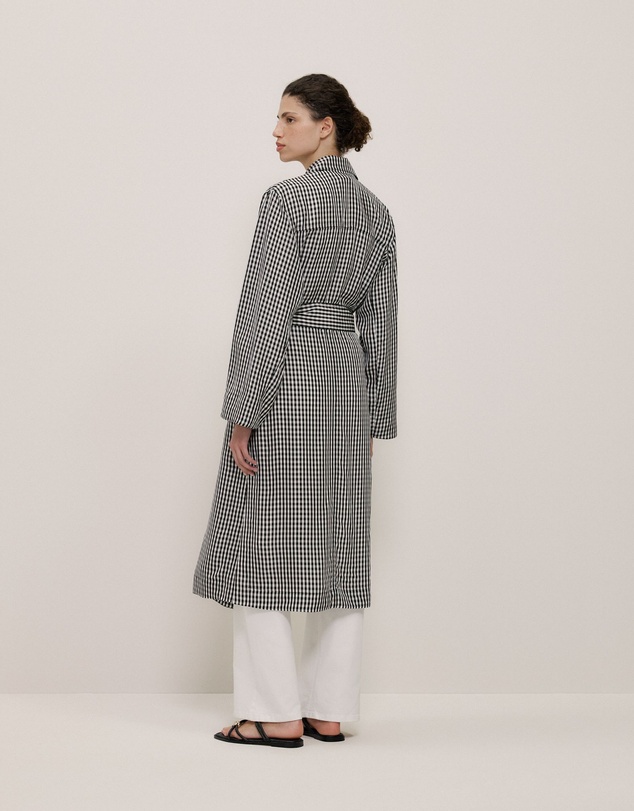 Trenery - Gingham Lightweight Trench Coat in Black