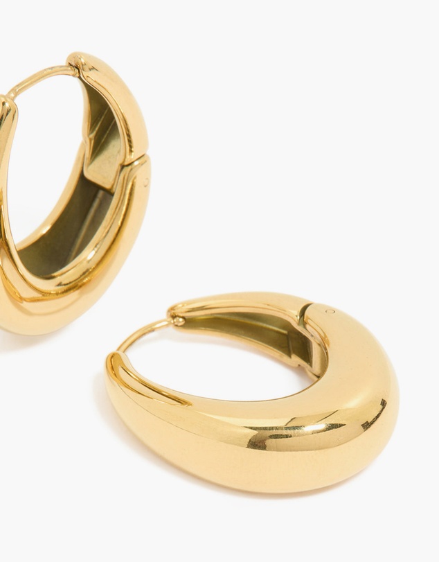 Lovisa - Waterproof Gold Plated Stainless Steel Oval Hanging Hoop Earrings