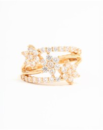 Lovisa - Gold Plated Cubic Zirconia Flower Stacked Ring
