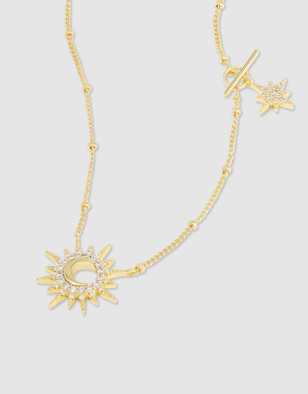 Wanderlust + Co - Sunlit Crescent Gold Necklace