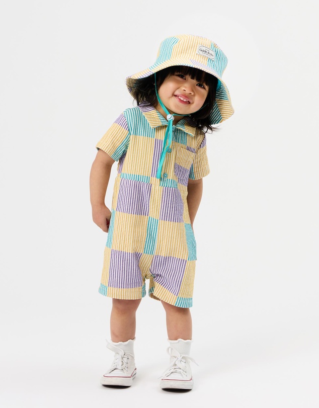 Goldie + Ace - Seersucker Collared Romper - ICONIC EXCLUSIVE - Babies