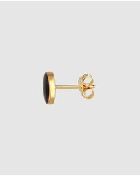 Kuzzoi - ICONIC EXCLUSIVE - Earrings Men Stud Circle Basic Geo with Enamel in 925 Sterling Silver Gold Plated
