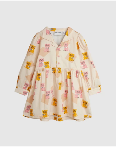 Mini Rodini - Kittens Aop Woven LS Dress