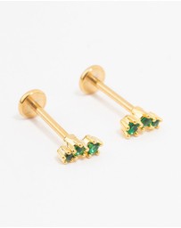 Lovisa - Green Gold Plated Surgical Steel Mini Crawler Flat Backs 2-Pack